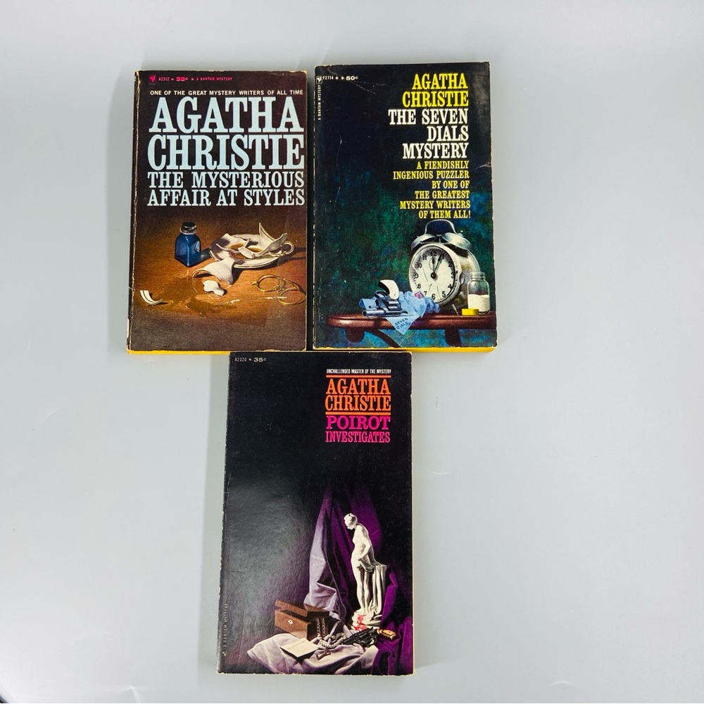 Vintage Agatha Christie Books Bantam 1960’s set of 3 Classic Mysteries